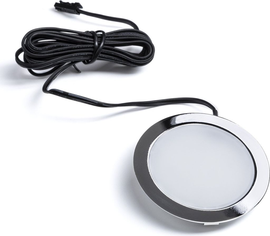 LED Einbaustrahler Giulia Möbeleinbauleuchte Einbauleuchte Spot Ultraslim / 12V / 3W / kaltweiß - 6000K / 65 x 12 mm / Gehäuse verchromt
