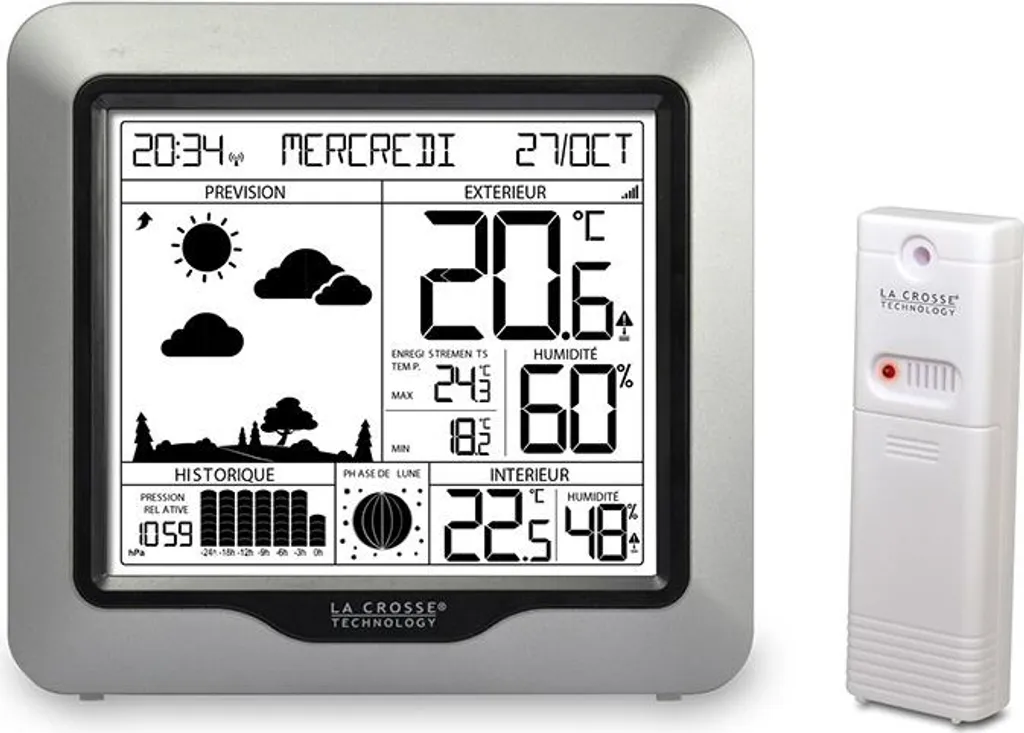 Thermomètre hygromètre sans fil La Crosse Technology station météo