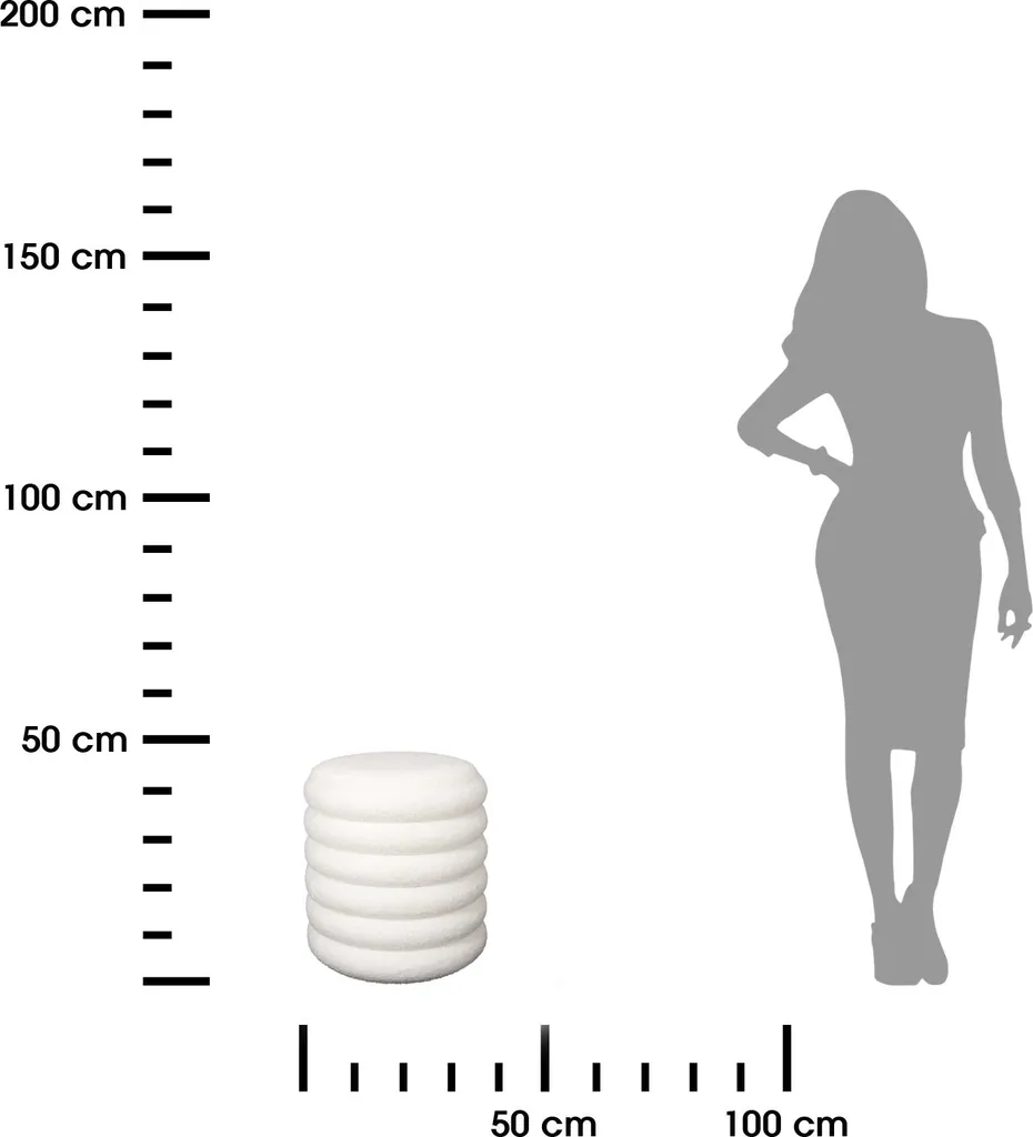 Rangement d'appoint discret et assise bouclée blanche 43 cm design
