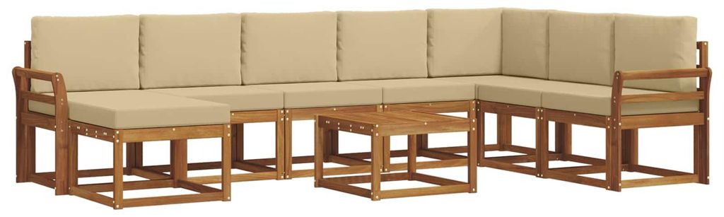 vidaXL Outdoor-Sofagarnitur mit Kissen 9 pcs Natur und Beige