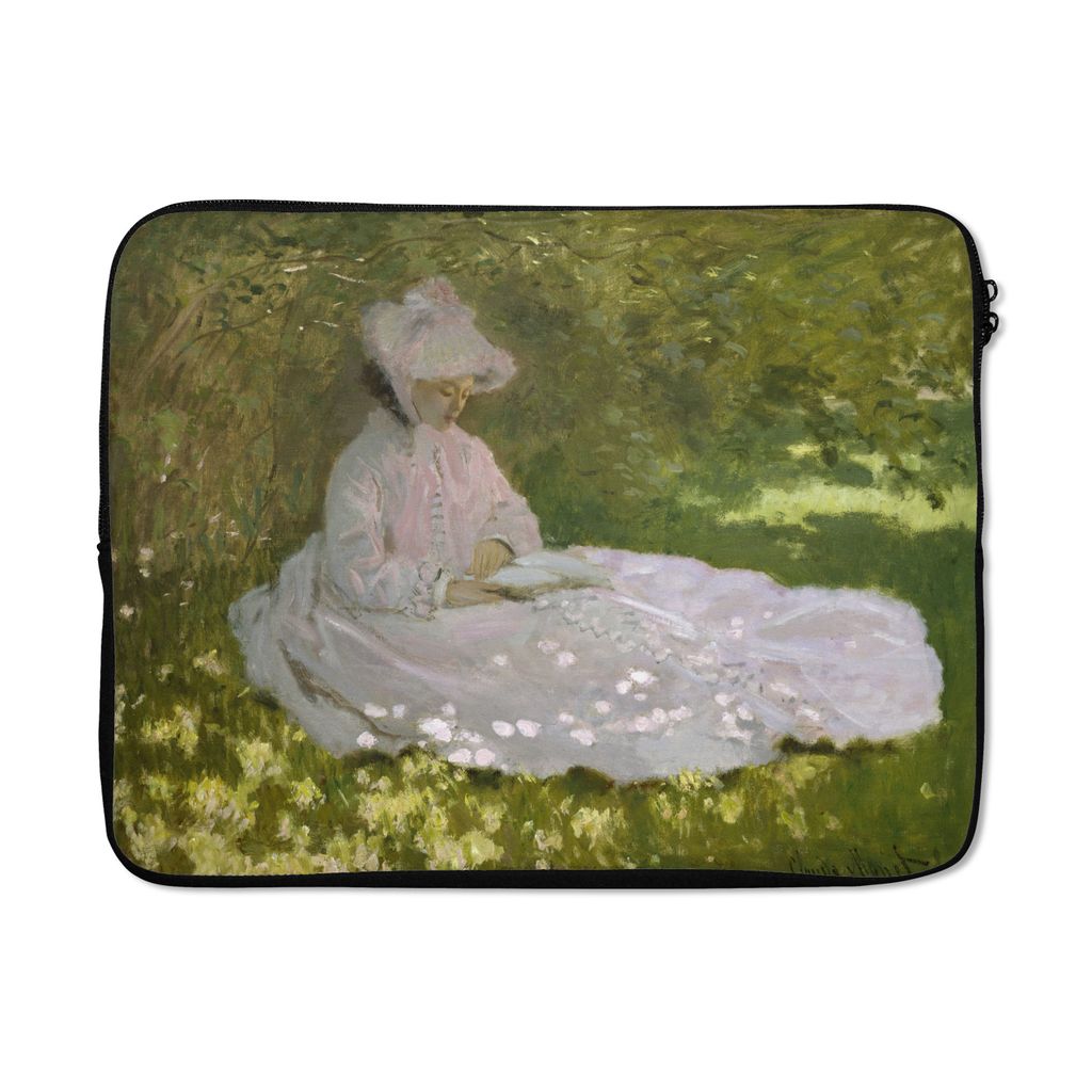 MuchoWow Laptop Hülle 17 Zoll Laptoptasche Frühling - Gemälde von Claude Monet - Zipper - Schutzabdeckung