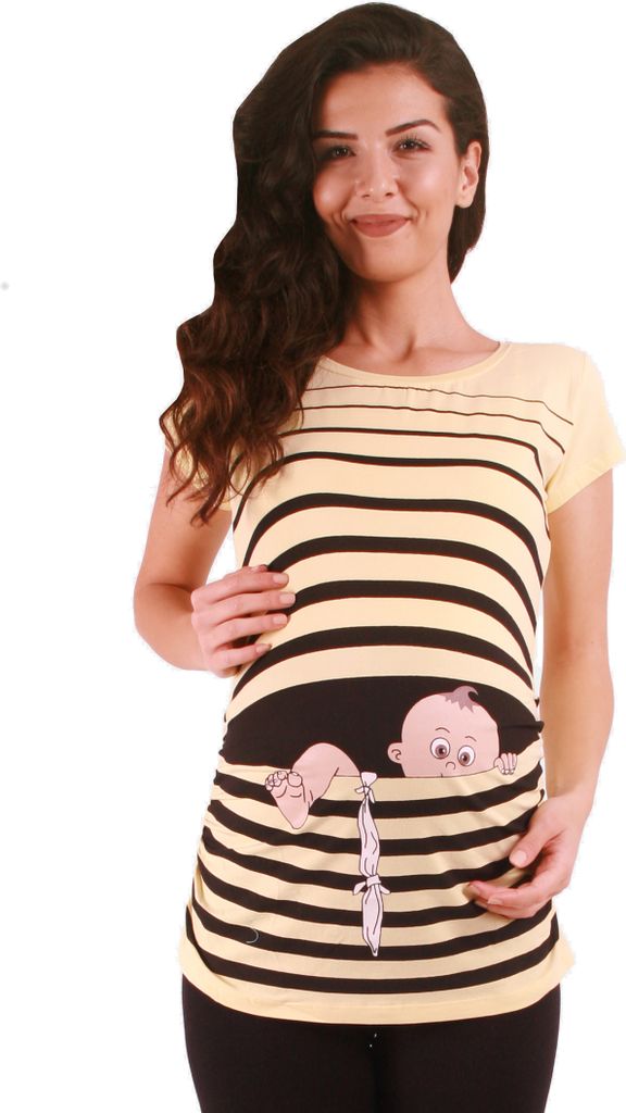 M.M.C. Umstandsshirt Baby Flucht mit Motiv, L, Gelb