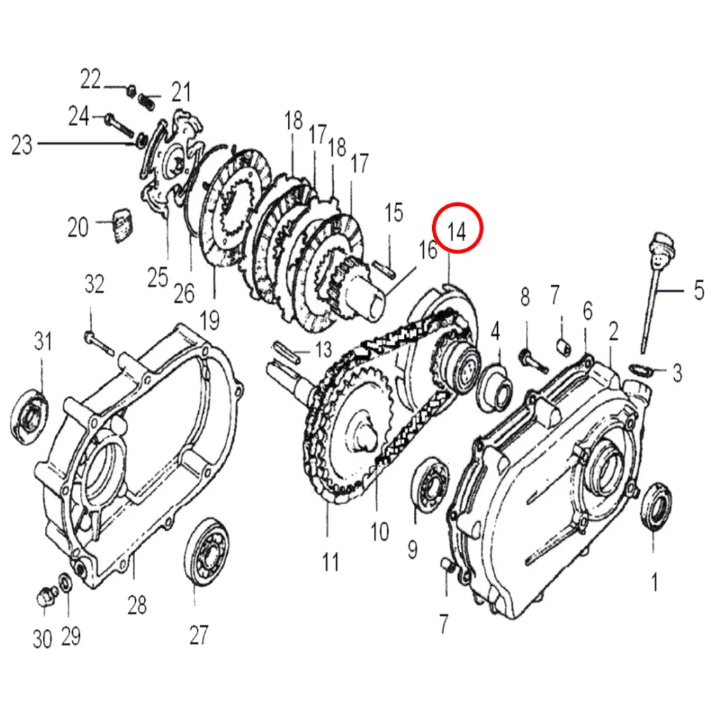 Pignon d'entraînement pour arbre de vilebrequin Q2 25mm moteur 13 CV - 2