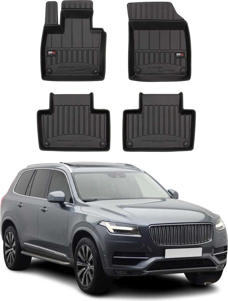 OMAC Gummi Fußmatten für Volvo XC90 2014-2024 Premium TPE Automatten Schwarz 4x