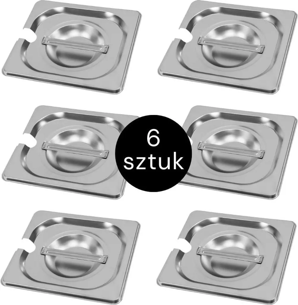 Couvercle GN 1/6 Professionnel avec Passage Louche Inox - Lot de 6