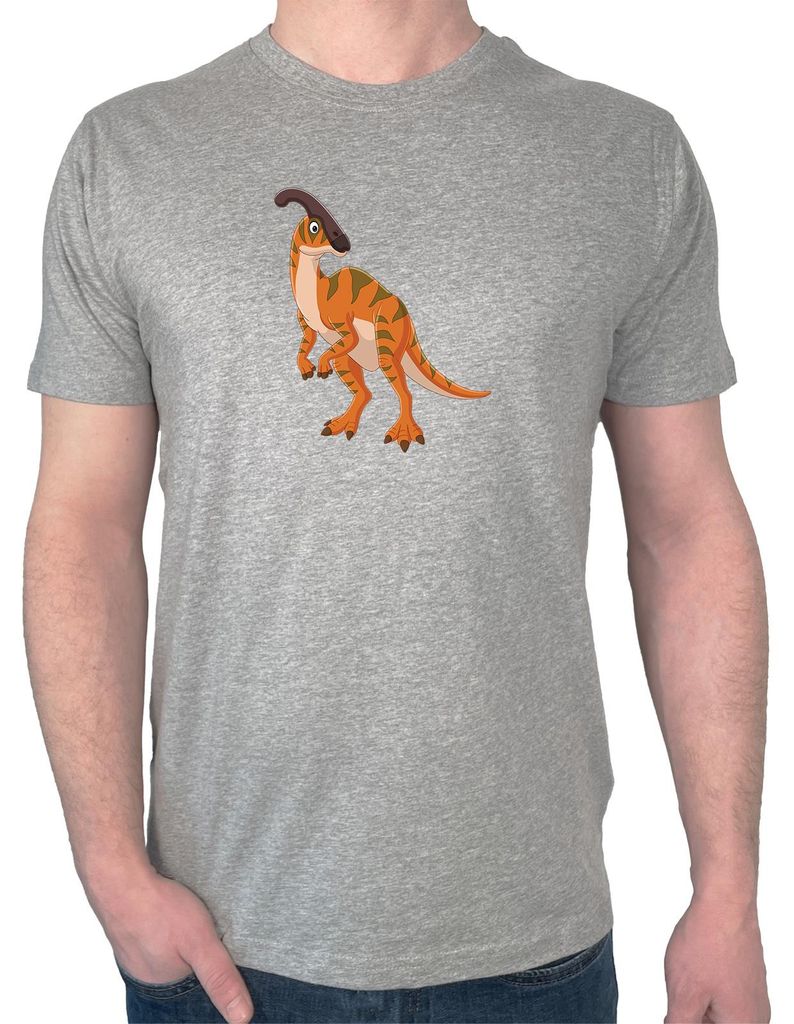 Huuraa Herren T-Shirt Parasaurolophus Dinosaurier L Sport Grey Bio Baumwolle Fairtrade Herrenshirt Geschenkidee