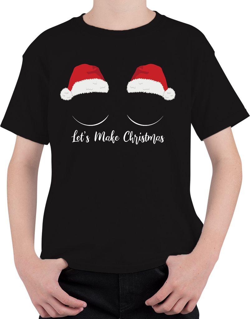 Let's Make Christmas - Weihnachten Weihnachtsgeschenk Christmas Uni Kinder T-Shirt, Schwarz, 152