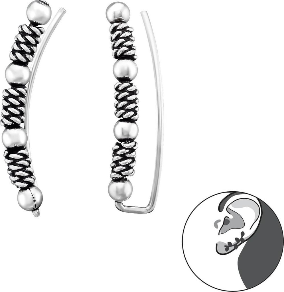 1 Paar Bali-Ear Climber 925 Sterling Silber Ohrstecker Ohrklemme