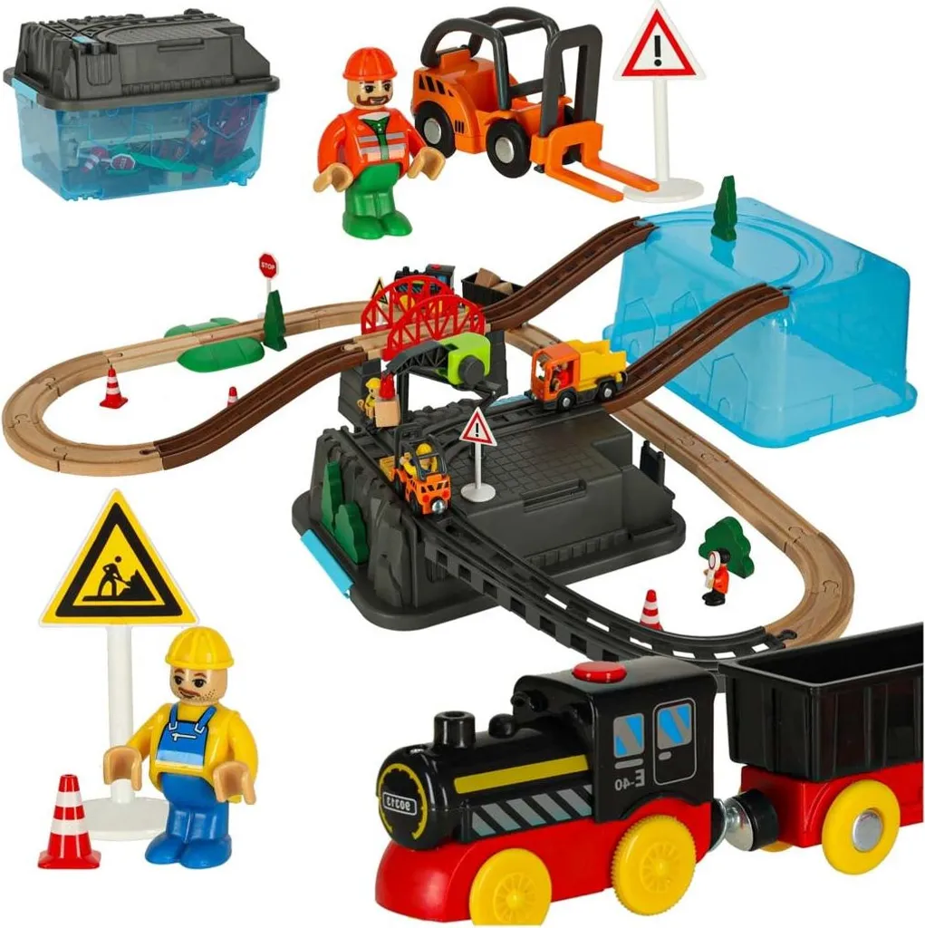 Chantier de construction de locomotives en bois - Jeu créatif 55 pièces