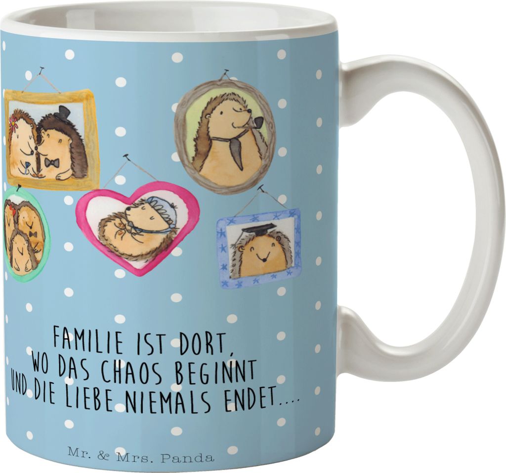 Mr. & Mrs. Panda Kaffeebecher Igel Familie - Blau Pastell - Produktbild 