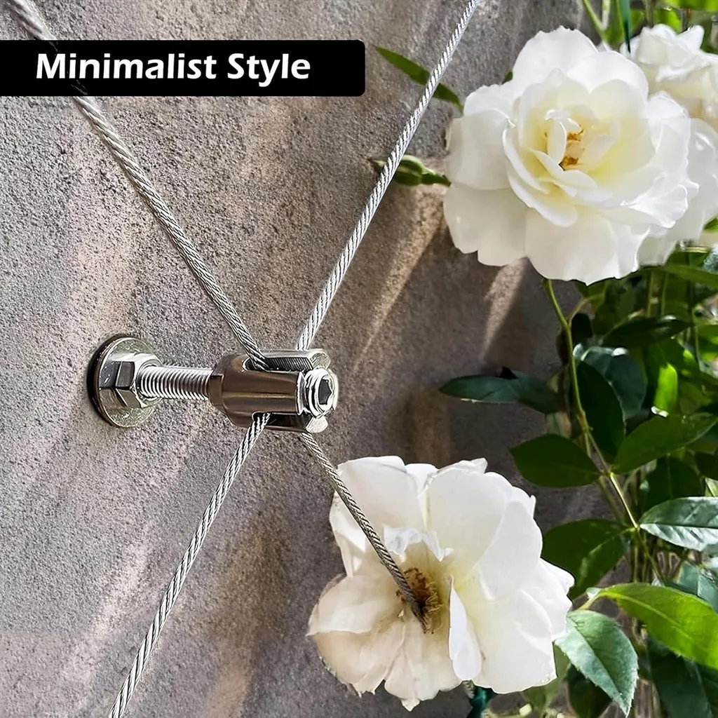 Support plantes grimpantes en inox - Kit complet 16 fixations et 24m câble