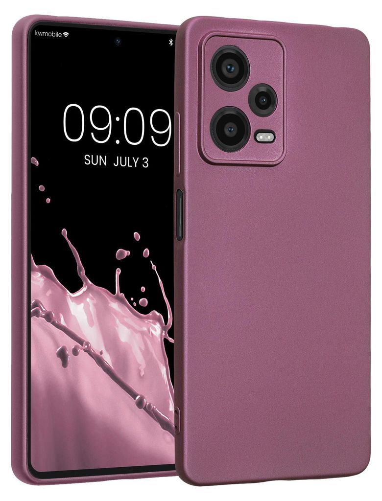 kwmobile Handyhülle für Xiaomi Redmi Note 12 Pro 5G Hülle - weiche Silikon Case metallisch schimmernd - Schutzhülle Cover - Metallic Lavendel