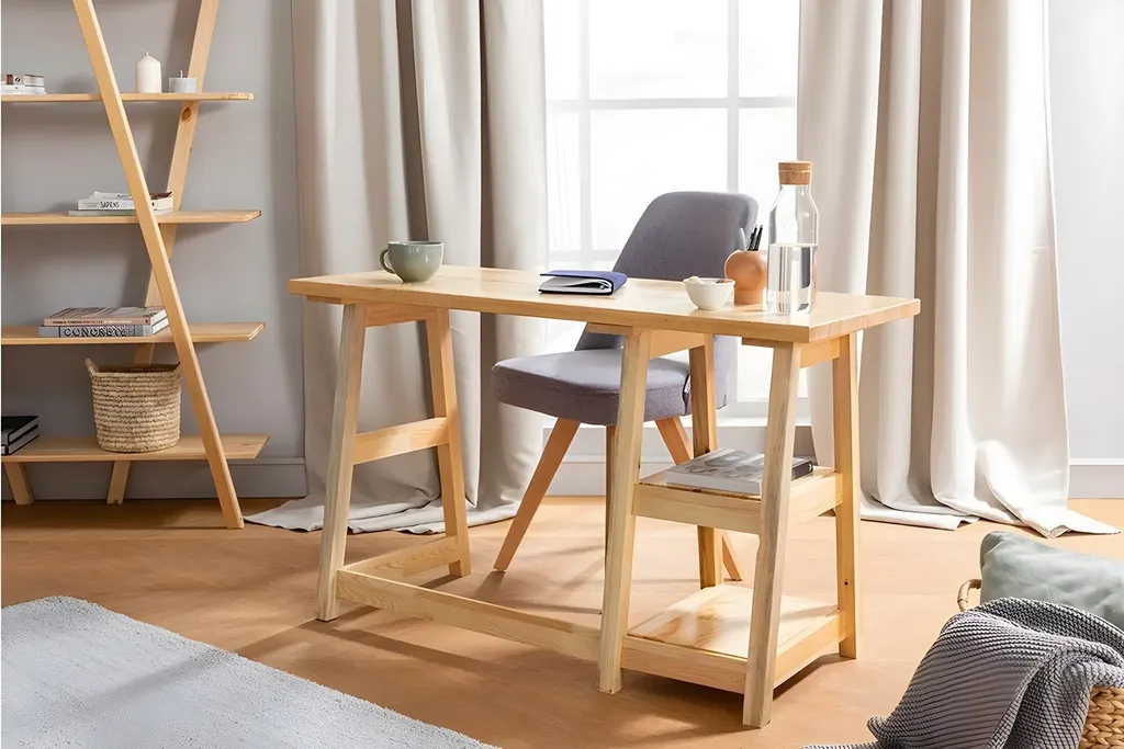 Petit bureau en bois massif Perla, console étroite 27 cm Skye Decor