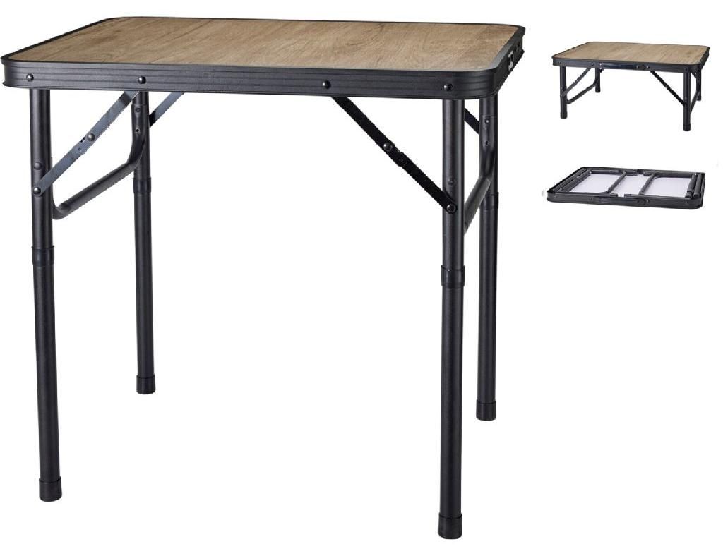 van der Meulen Campingtisch klappbar höhenverstellbar Aluminium Holzoptik 60x45x56cm