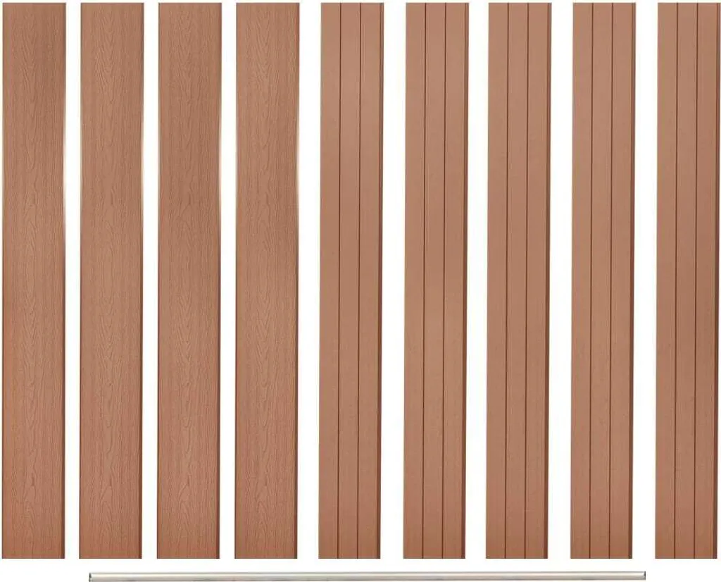 Lot de 9 planches de clôture de rechange en WPC brun, longueur 170 cm