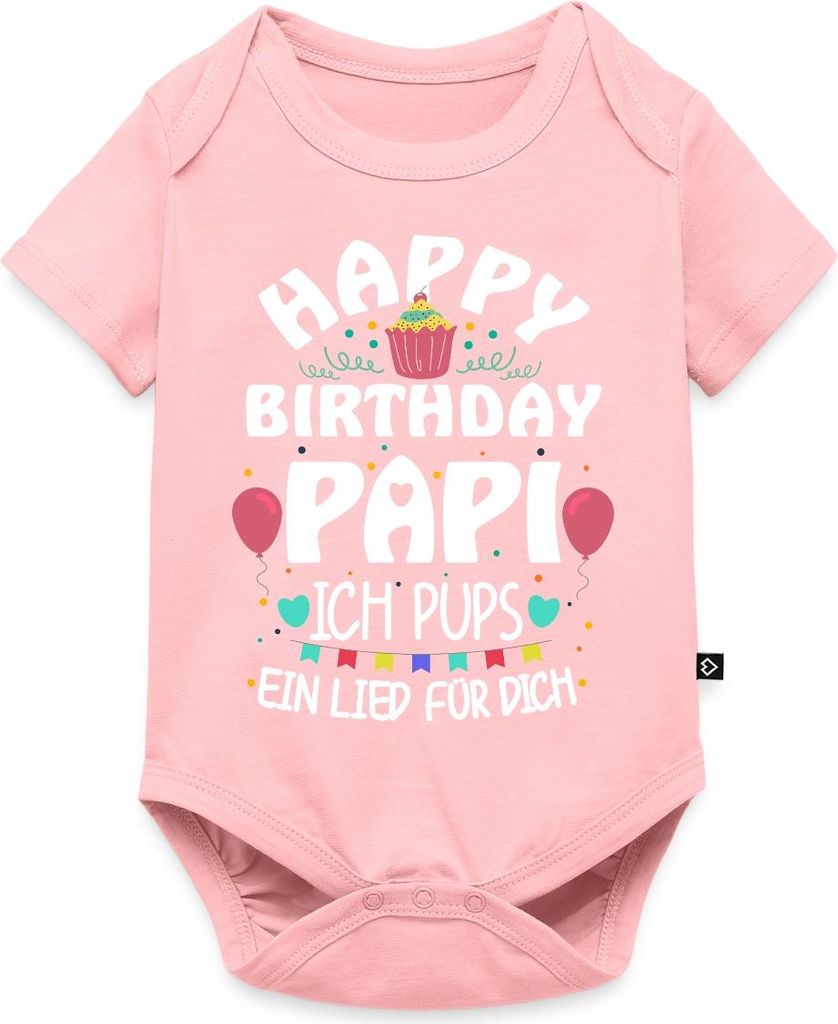 Spreadshirt Geburtstag Papa Ich Pups Ein Lied Für Dich Kurzarm Tages Baby Body, 62 (2-3 M.), Rosa