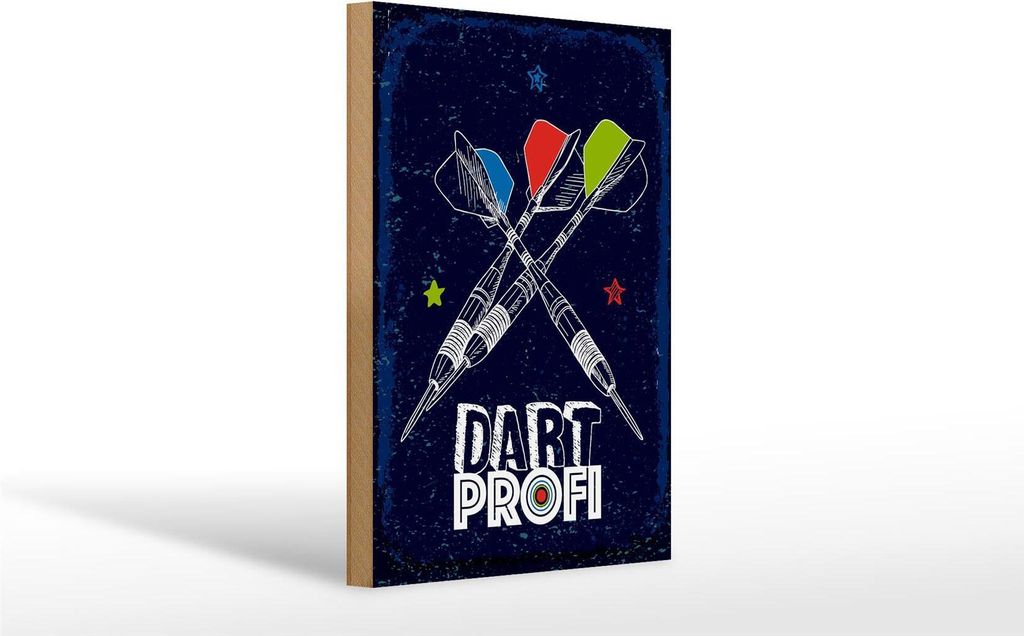 Holzschild Dart Profi Dartpfeile, 30x20 cm, Holzschilder Spruch Sport Hobby