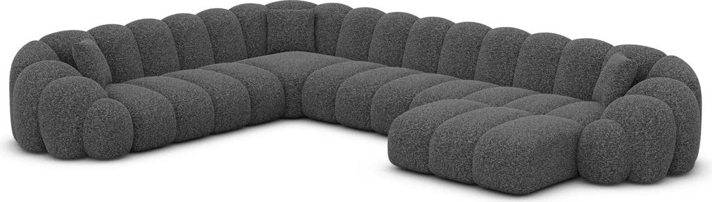 Bouclé U-Form XXL Wohnlandschaft Liora Graphit Rechts