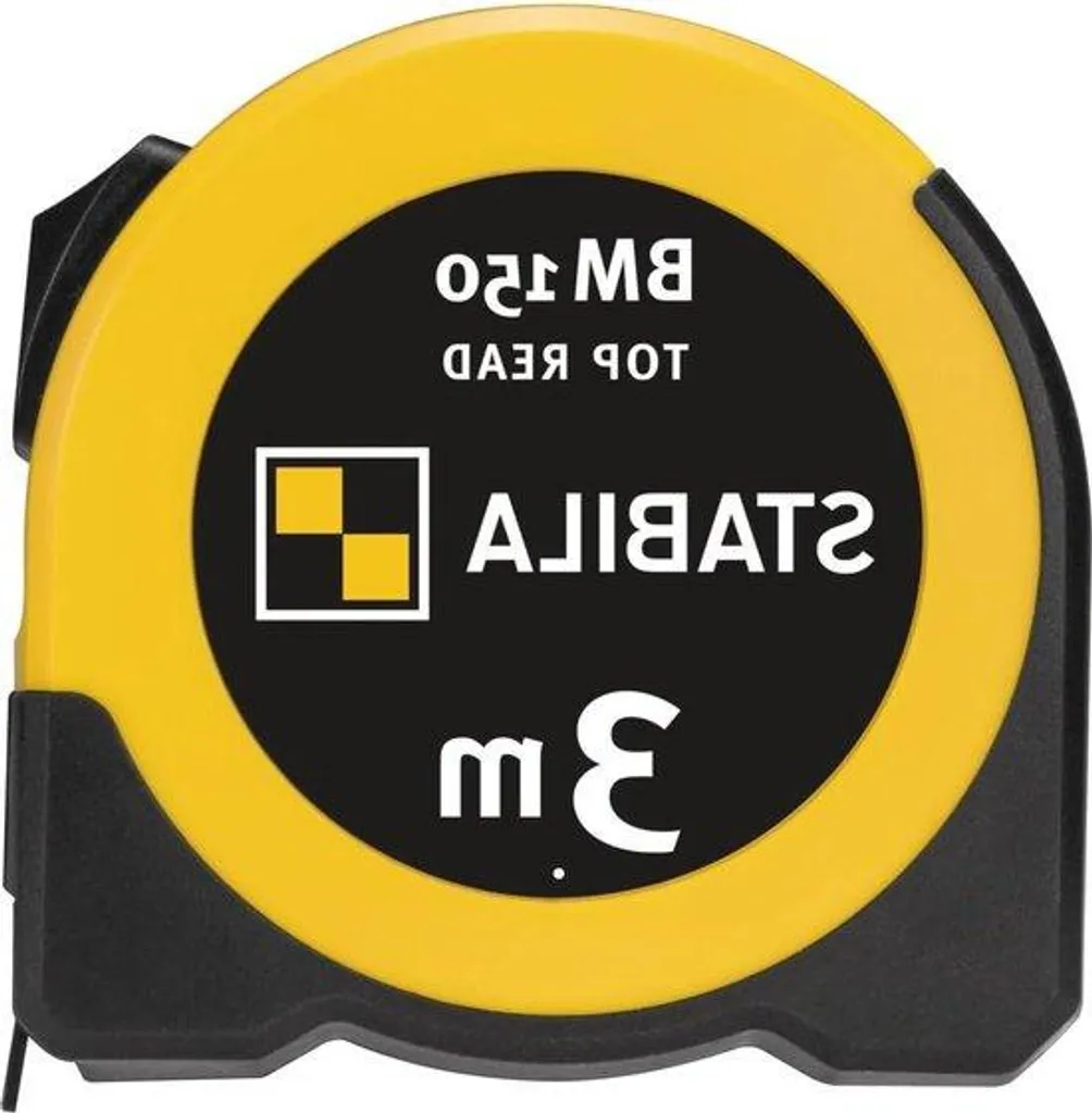 Mètre ruban jaune 3m avec fenêtre de lecture boîtier ABS et pince ceinture