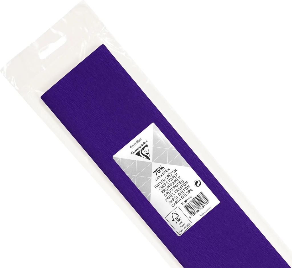 Clairefontaine 10x Krepppapier, Blisterpackung 1 Blatt 2,50x0,50m Violett 95111C