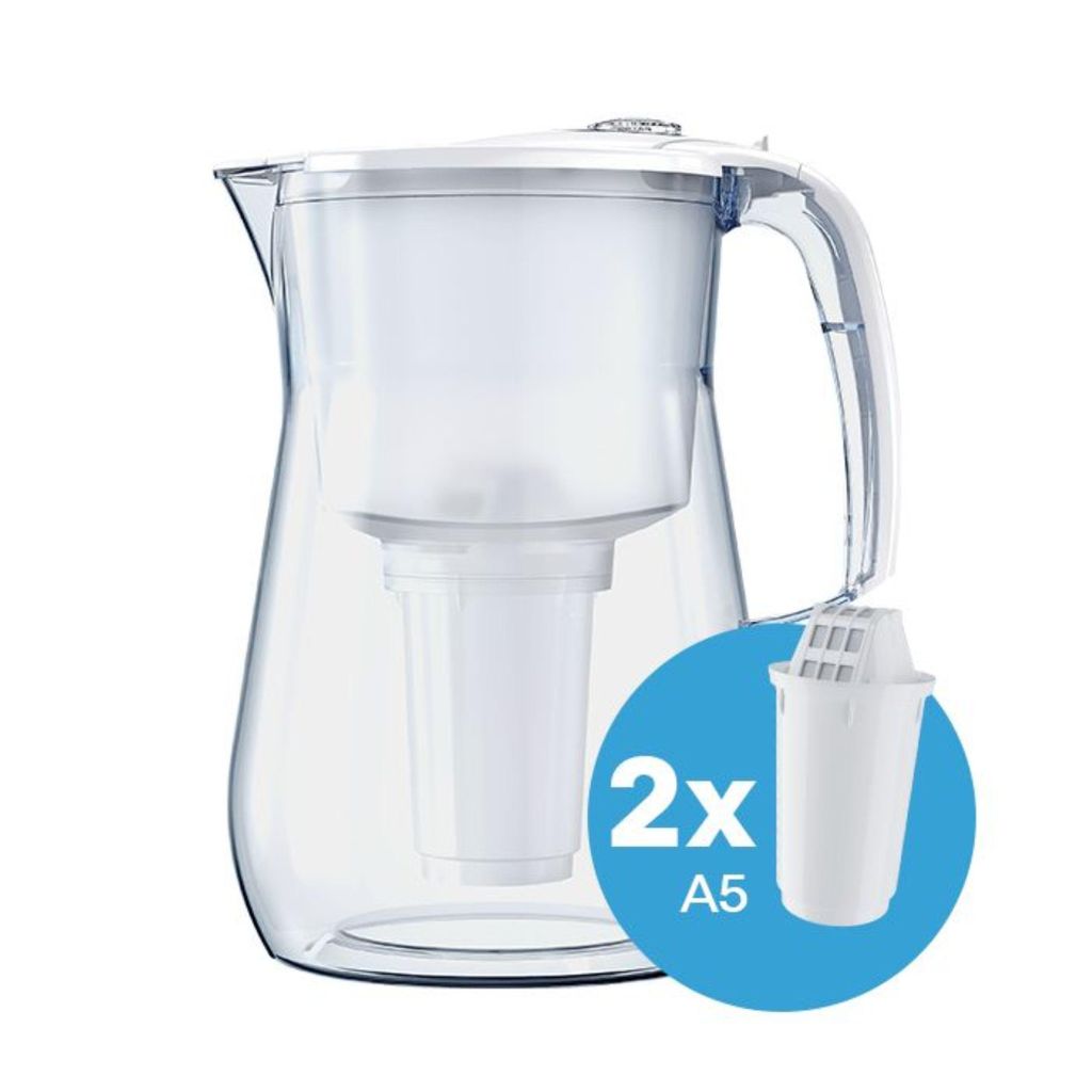 Tischwasserfilter AQUAPHOR Provence mit 2 x A5 Filterkartusche weiß Trinkwasserfilter mit 4,2 Liter Fassungsvermögen
