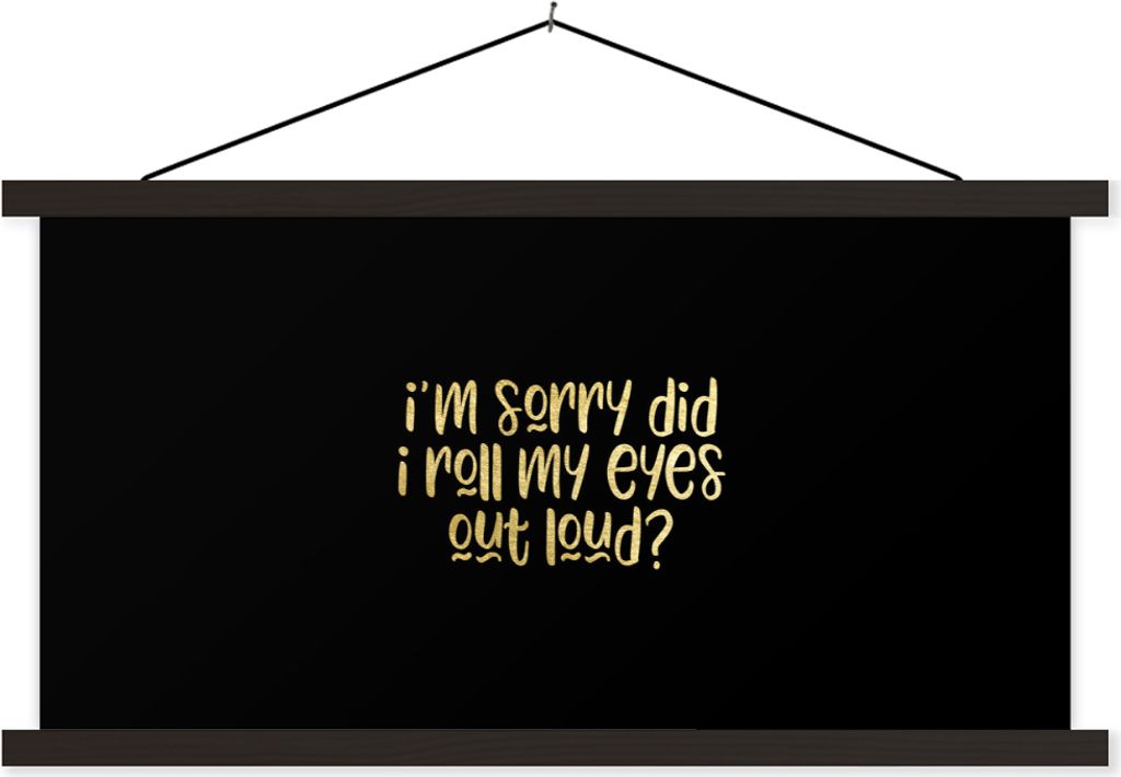 MuchoWow Textilposter Zitate - Augen - Gold - Schwarz 150x75 cm mit schwarzem Rahmen - Posterleiste