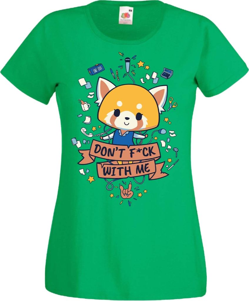 Damen T-Shirt Manga Anime Aggretsuko 01 Aggretsuko, Lady S / Grün