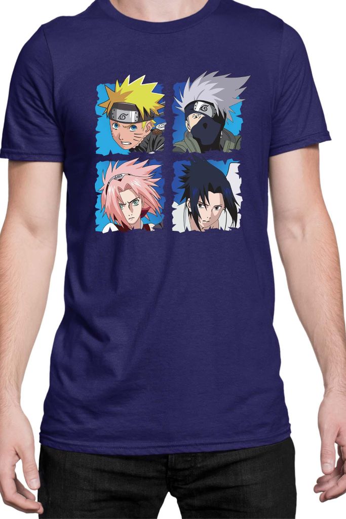 Herren T-Shirt Naruto Team 7 03, Man M / Dunkelblau