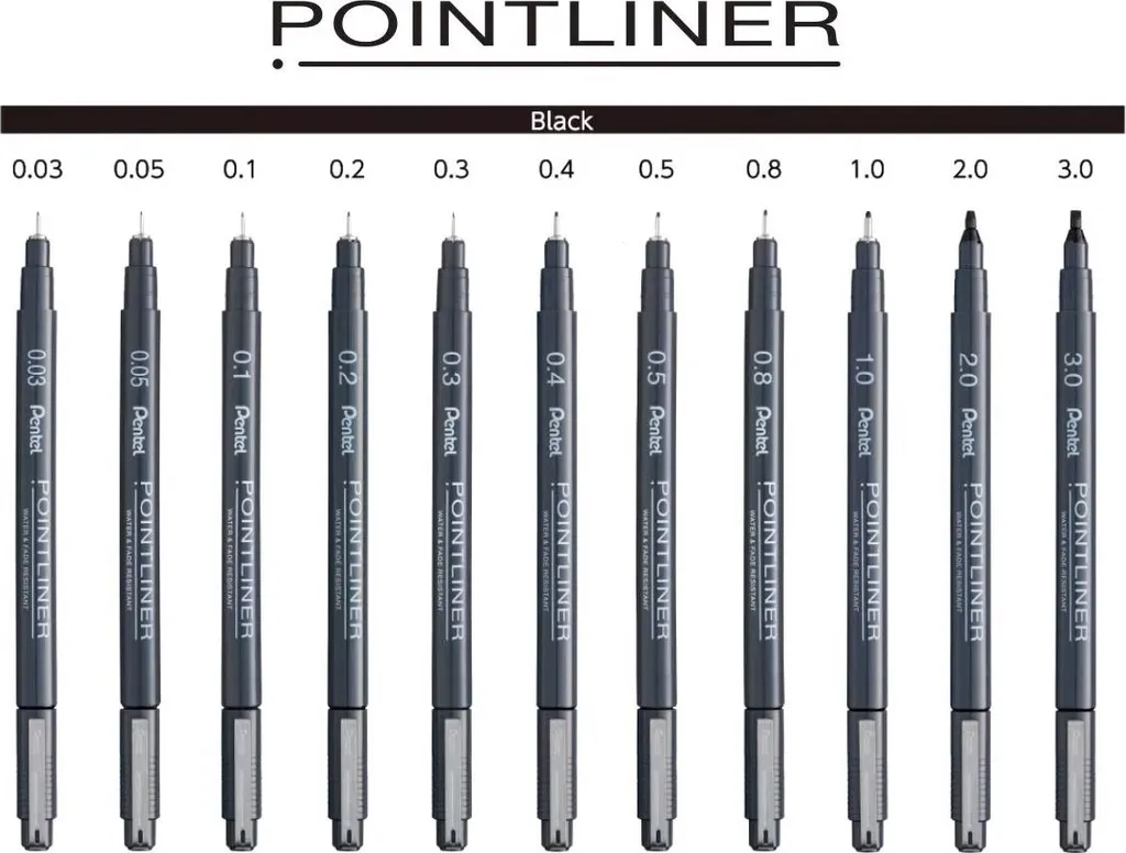 Set de 12 Stylos Pentel Pointliner pour Illustration et Lettrage Créatif - 4