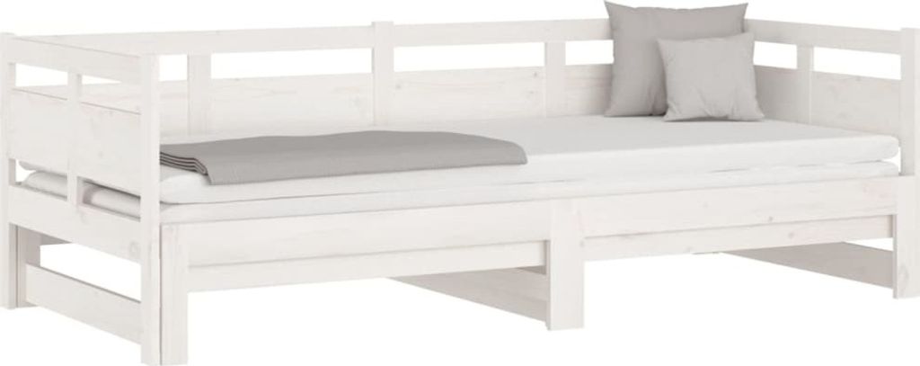 Tagesbett Ausziehbar Weiß Massivholz Kiefer 2x(80x200) cm