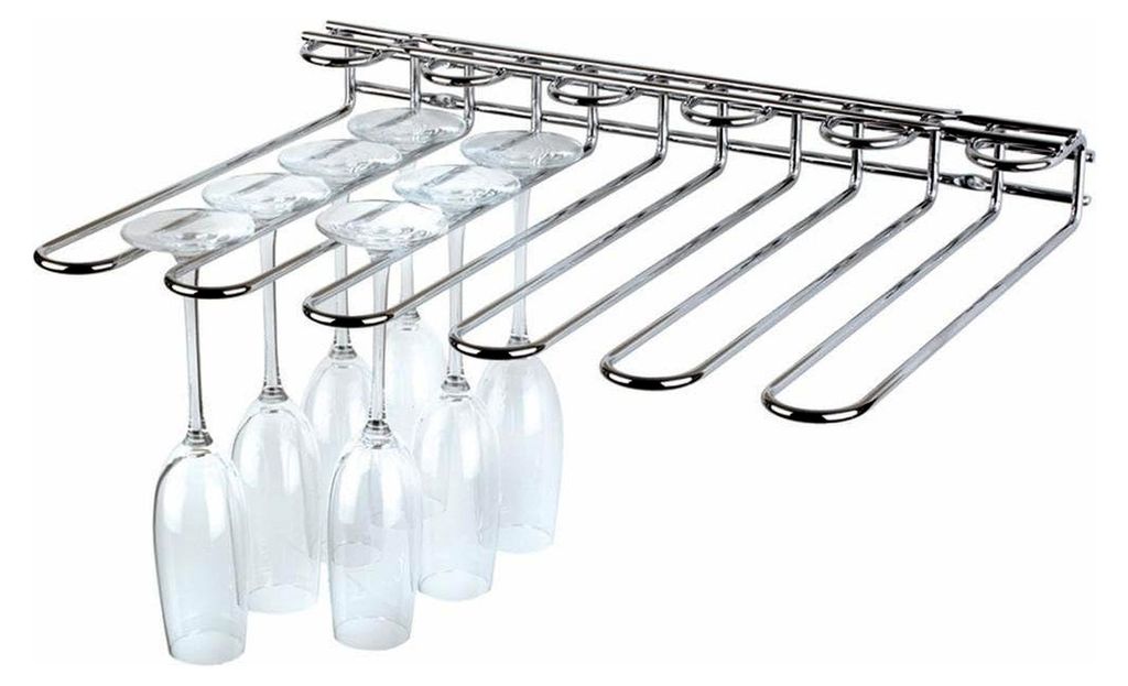 Gläserschiene, 45 x 32 x 6 cm, Gläserhalter aus verchromtem Metall, Halterung für 20 Gläser, zum Aufhängen von Gläsern für Hausbar, Küche, ...