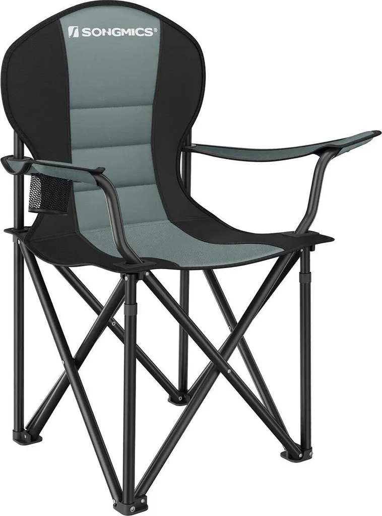 Chaise de camping Rootz verte et noire pliable en tissu Oxford 600D