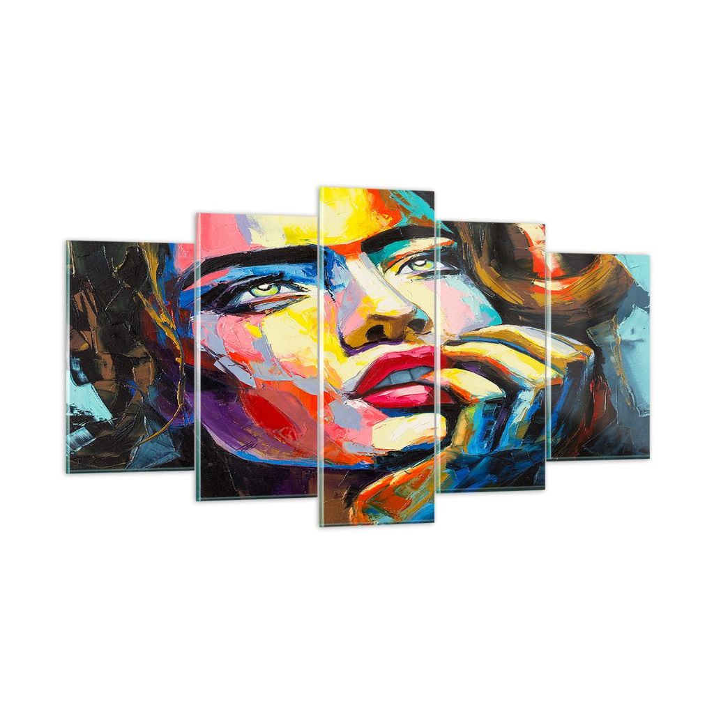 Bilder auf glas - Mädchen Gesicht - 160x85cm - Glasbilder - Wandbilder - Kunstdruck - zum Aufhängen bereit - Wanddekoration aus Glas - Glas Bilde...