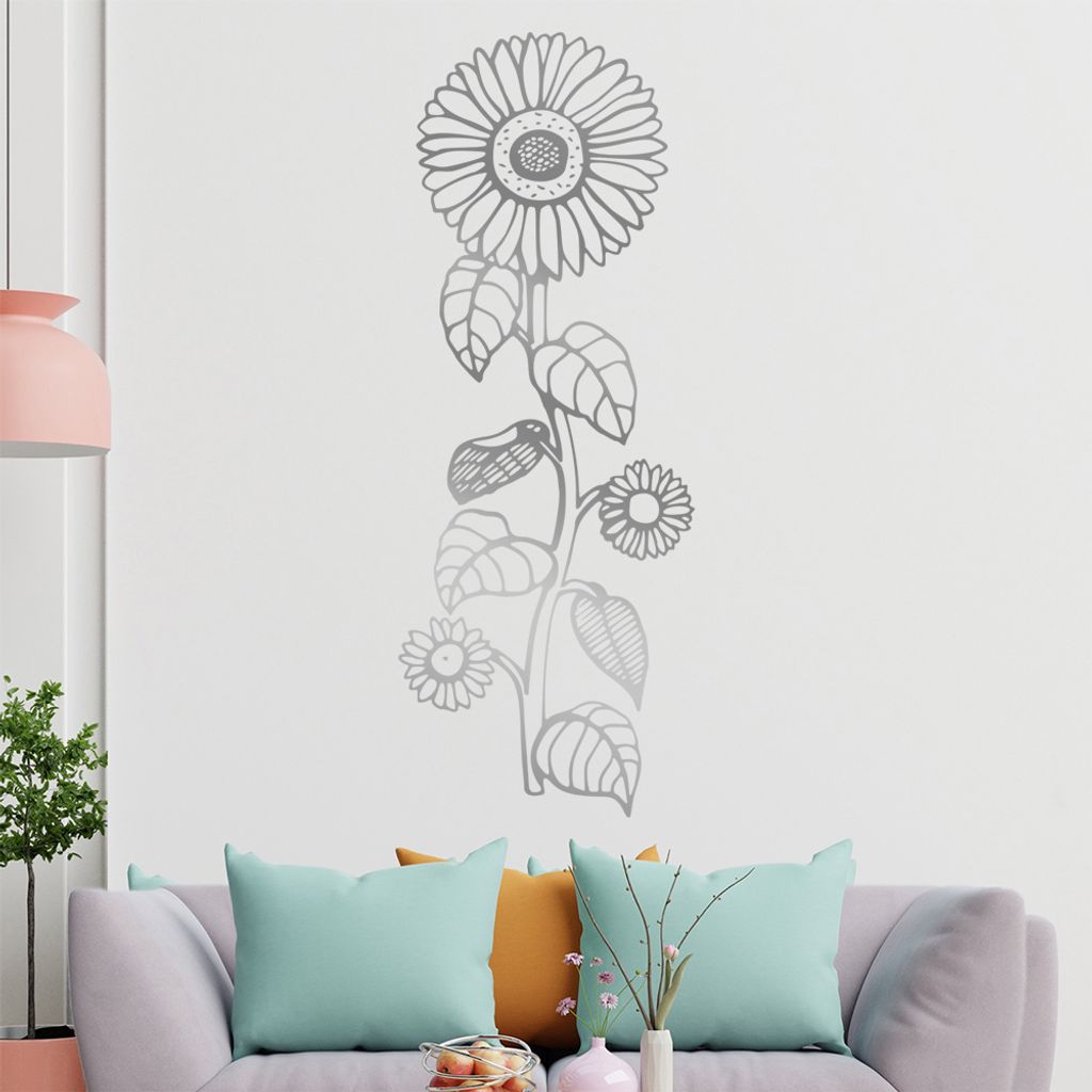 Sonnenblume - Pflanze Wandtattoo in 6 Größen - Wandaufkleber Wall Sticker - Dekoration, Küche, Wohnzimmer, Schlafzimmer, Badezimmer