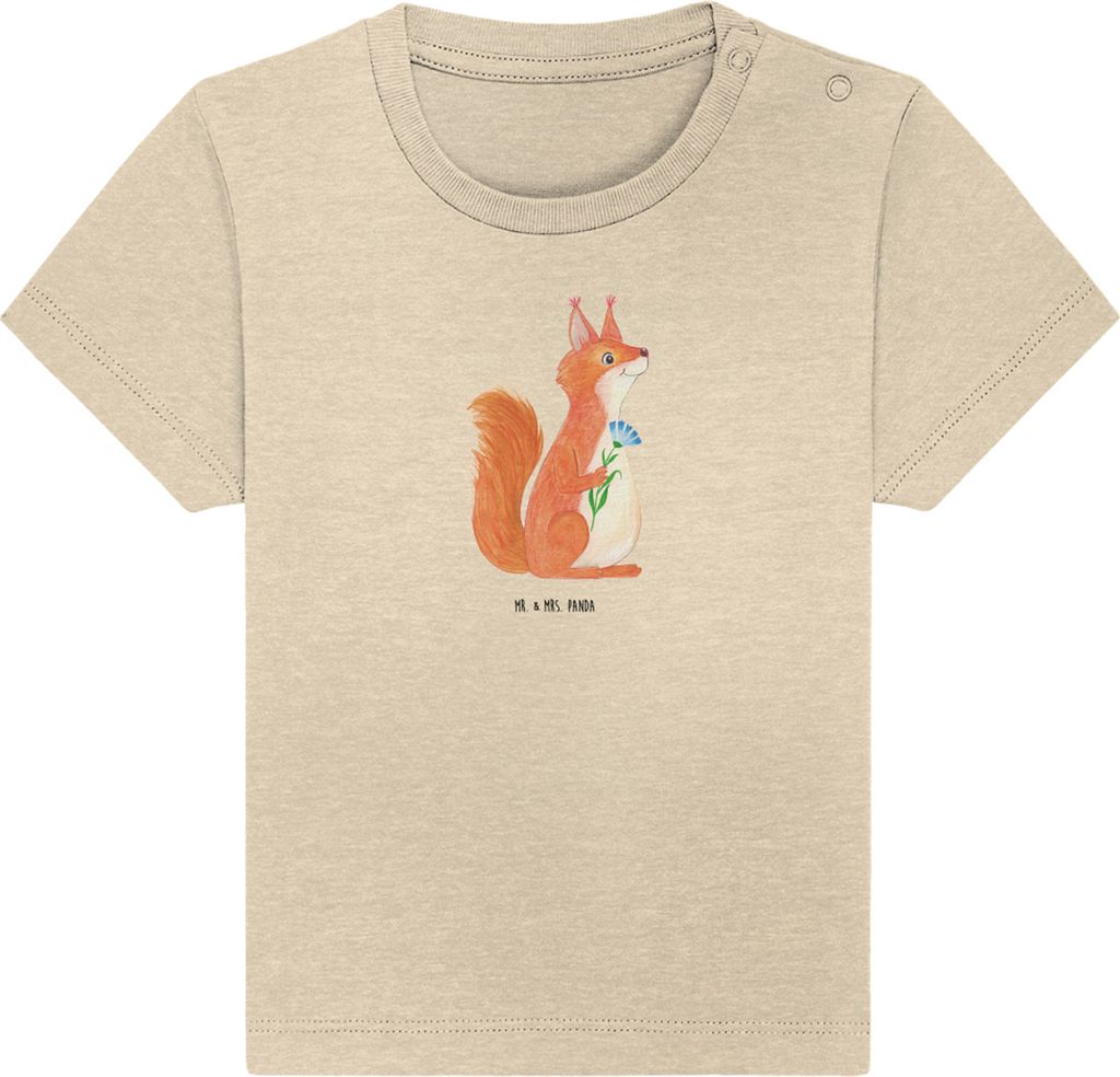 Mr. & Mrs. Panda Babyshirt Eichhörnchen Blume 24. - 36. Monat - Natural Raw - Geschenk, Baumwolle Baby Shirt, Kleinkind T-Shirt, Organic, Motivati...