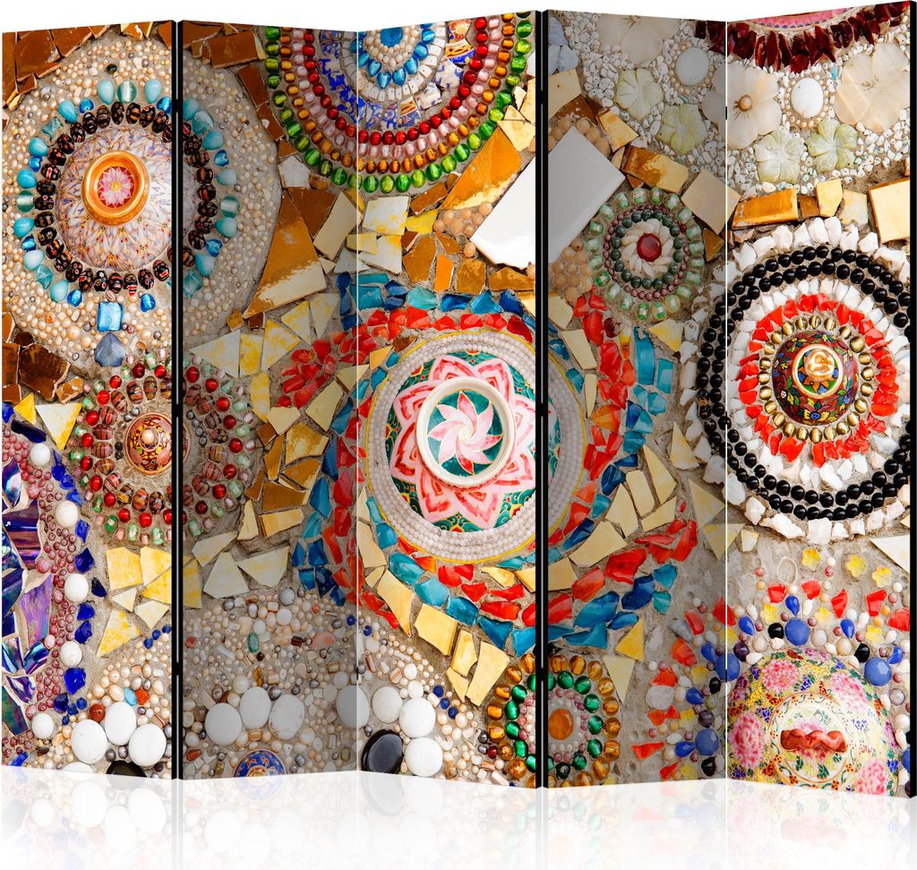 Akusticher Raumteiler Mosaik Foto Paravent 225x172 cm beidseitig auf Vlies-Leinwand bedruckt Akustikschaum Trennwand Spanische Wand Sichtschutz Hom...