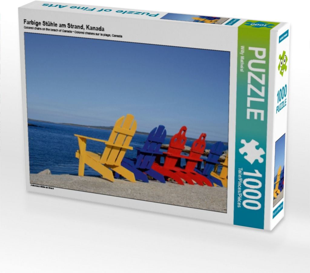 Calvendo Farbige Stühle am Strand, Kanada 1000 Teile Puzzle quer 640x480mm, Matheisl Willy; 7358010