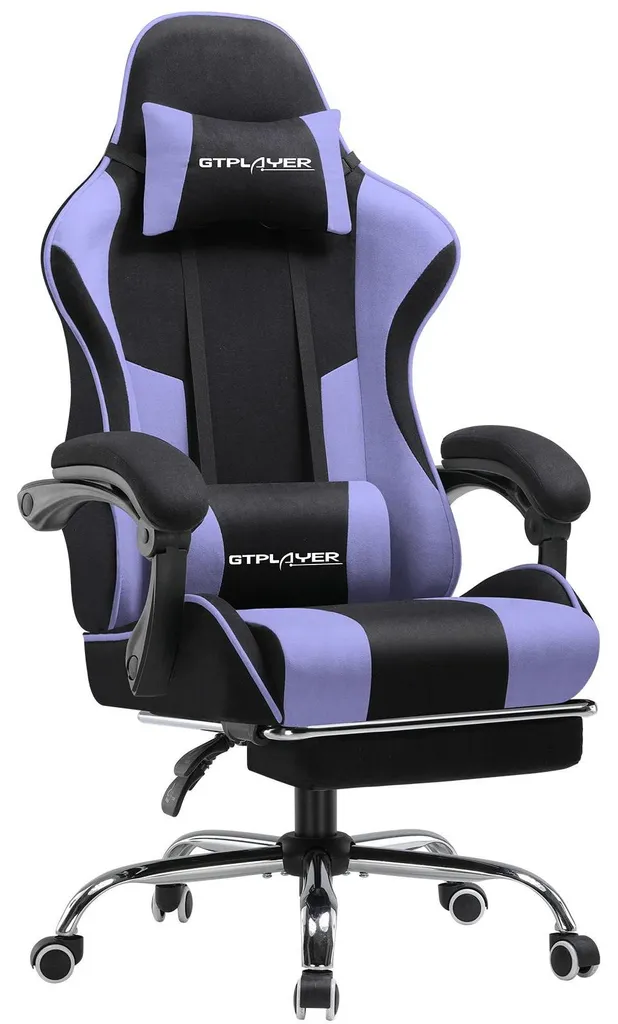 Chaise gaming violette ergonomique réglable avec support lombaire Pro