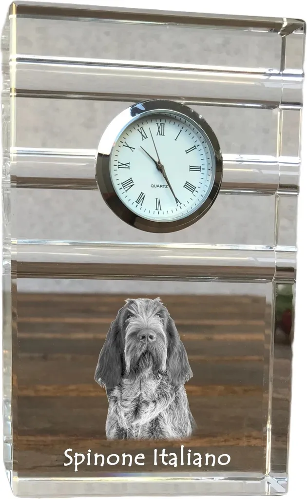 Spinone Italiano Orologio Cristallo Personalizzato Art-Dog da Tavolo