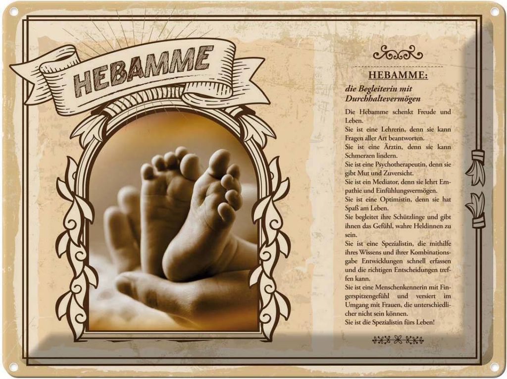 vianmo Blechschild 30x40 cm Hebamme Begleiterin Freude Leben Beruf Arbeit