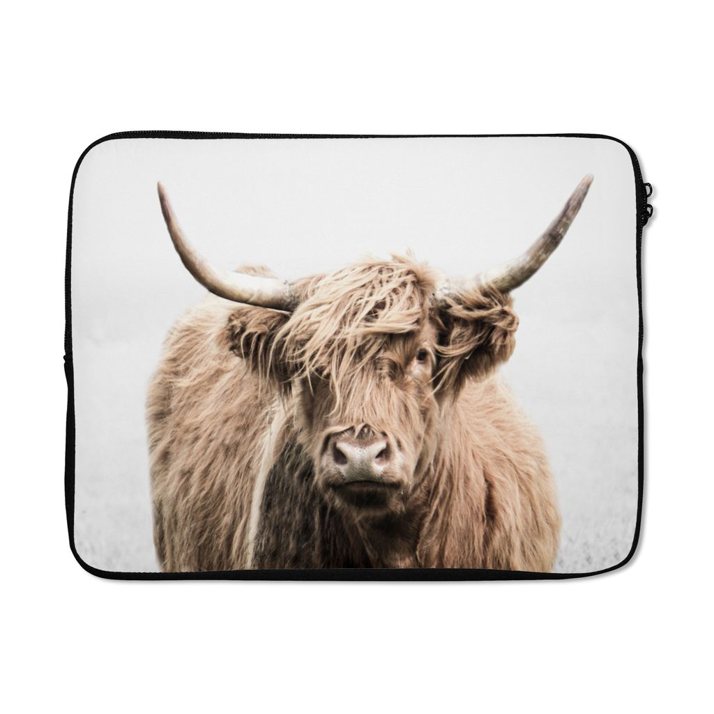 MuchoWow Laptop Hülle 17 Zoll Laptoptasche Schottischer Highlander - Tiere - Fell - Zipper - Schutzabdeckung