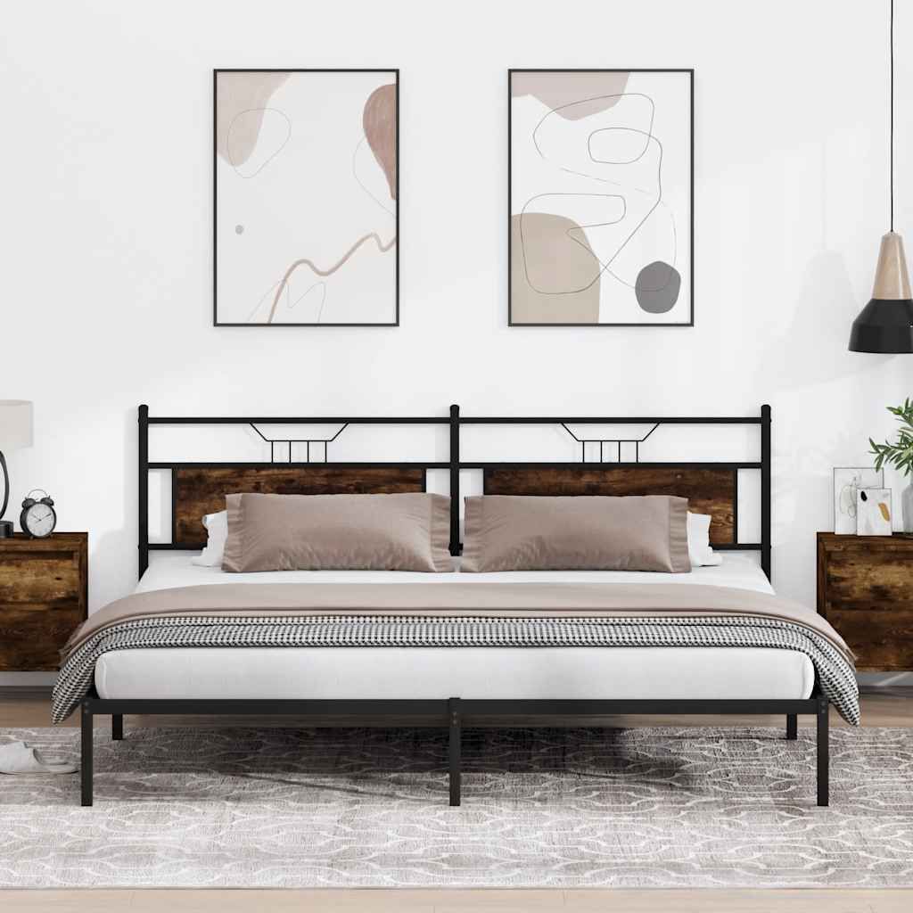 Bettgestell ohne Matratze Räuchereiche 193x203 cm Holzwerkstoff - Klassische Betten