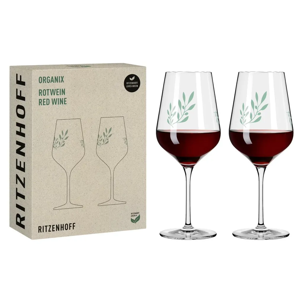 RITZENHOFF Bicchiere Da Vino Rosso 500 Ml - Serie Herzkristall No. 9 Con Decoro Floreale Oro Rosa - Made In Germany - 2