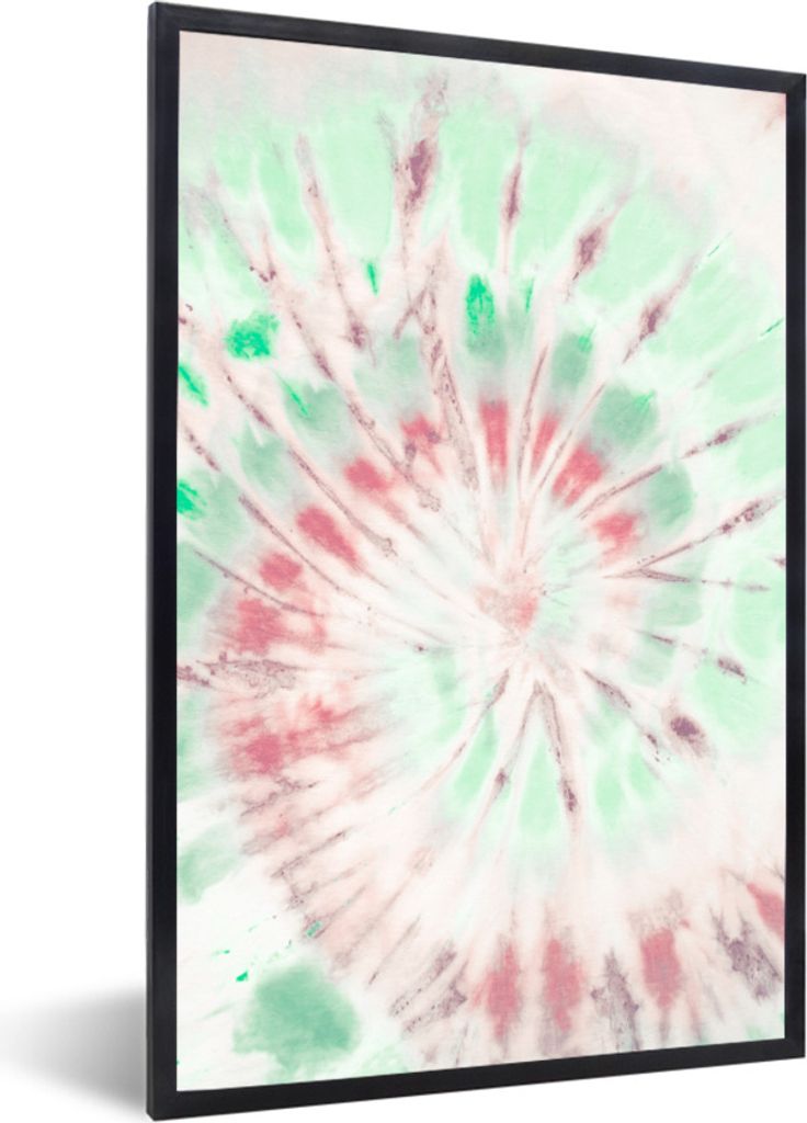 MuchoWow Gerahmtes Poster Krawattenfärbung - Muster - Rosa 60x90 cm - Poster mit Schwarzem Bilderrahmen Wandposter Rahmen Foto Bilder - Kunst