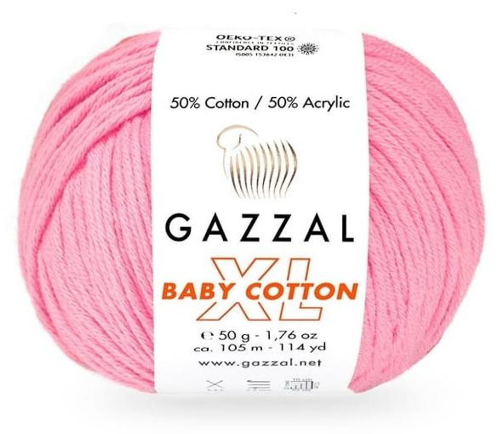 Wolle Gazzal Baby Baumwolle XL 3468 rosa - Stricken & Produktbild 