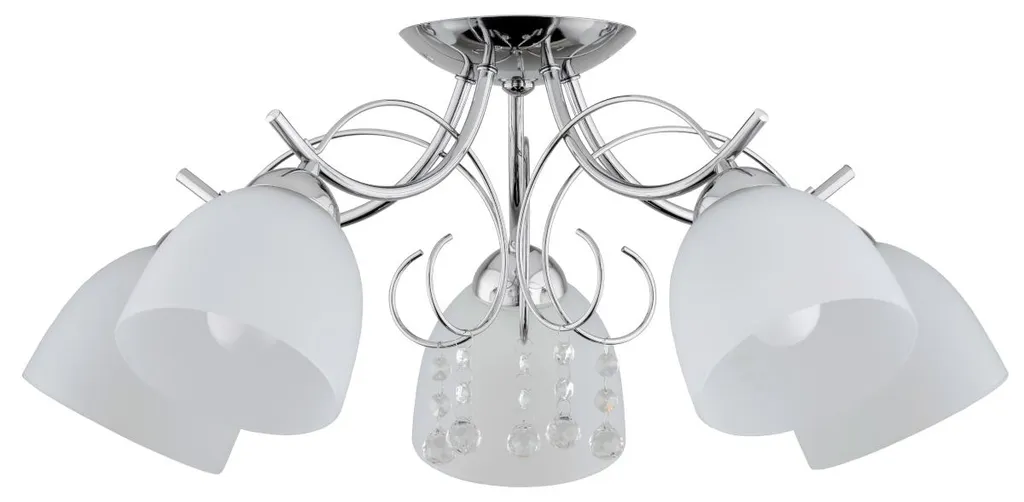 Luminaire de plafond OTELIA 5xE27 en verre blanc et chrome 26x64x64 cm