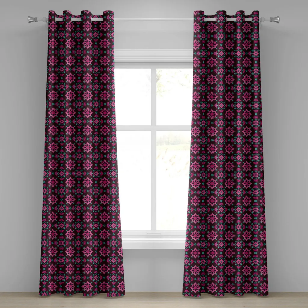 Rideaux décoratifs 2 panneaux botaniques Lily Blooms 280x175cm Bordeaux