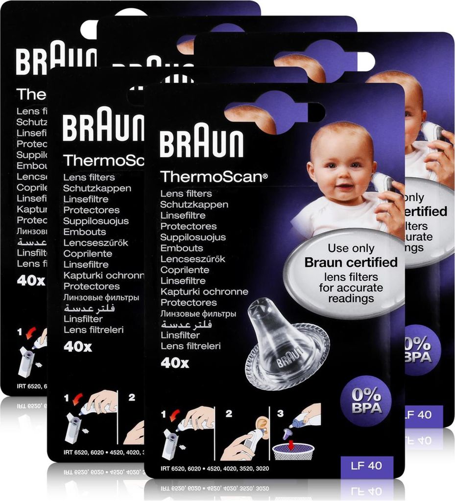 Braun ThermoScan Schutzkappen 40 Stück - Für Thermoscan Thermometer (5er Pack)
