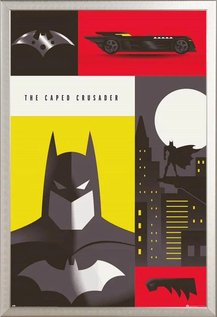 Batman Poster 100 Anni Warner Bros Cornice Rimovibile Shinsuke Argento