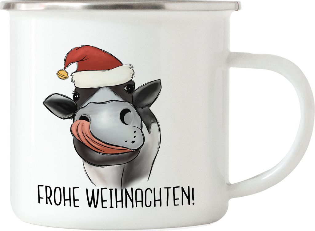 Frohe Weihnachten Emaille Tasse Rind Kuh Fleisch Weihnachtsdekoration Merry Christmas Weihnachtsessen